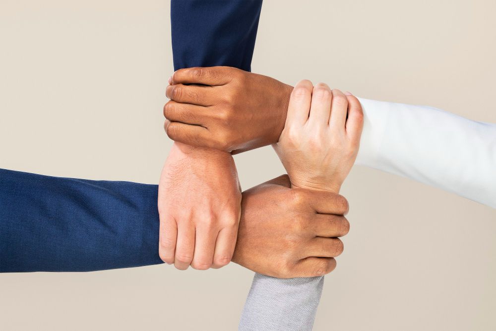 Diverse Hands United Business Teamwork Gesture