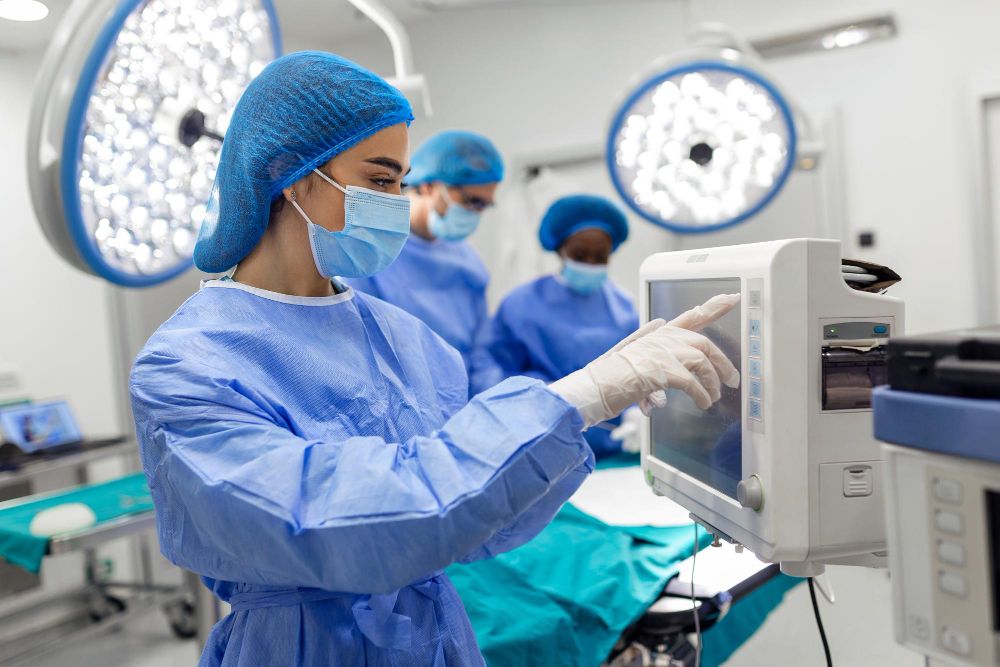 Anesthesiologist Keeping Track of Vital Functions of the Body During Cardiac Surgery