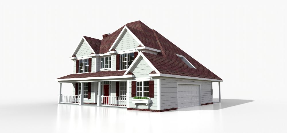 Render of a Classic American Country House