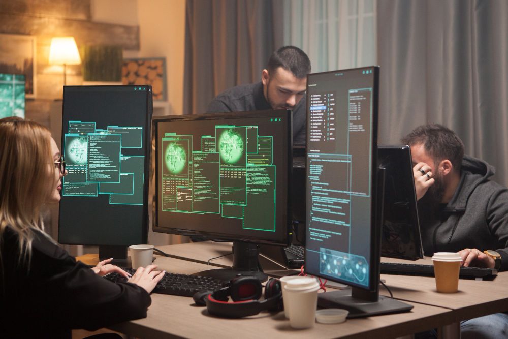 Female Hacker With Her Team of Cyber Terrorists Making a Dangerous Virus To Attack the Government
