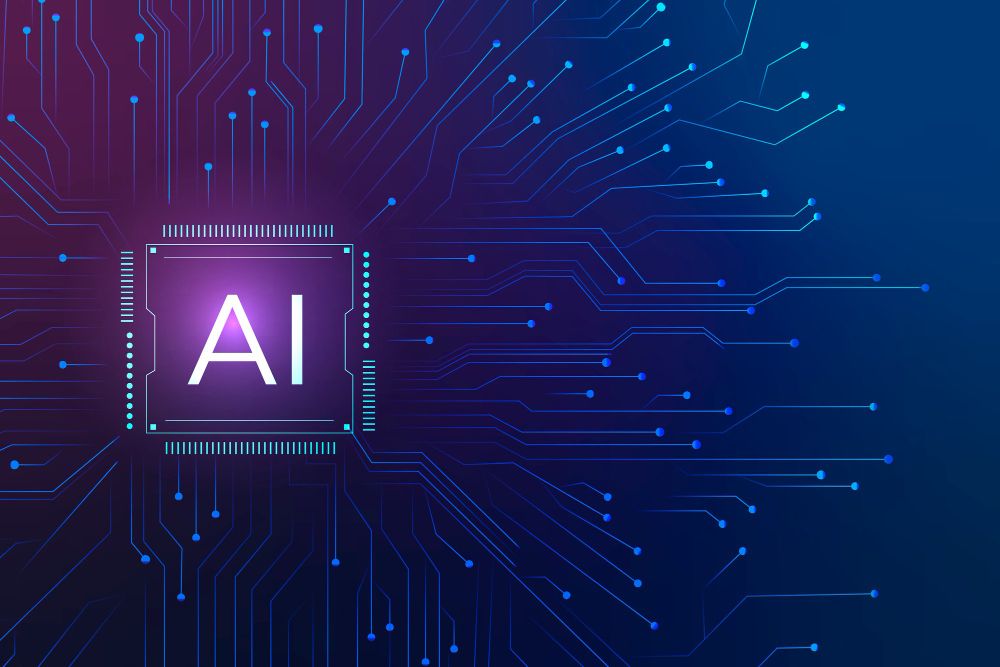 AI Technology Microchip Background Digital Transformation Concept