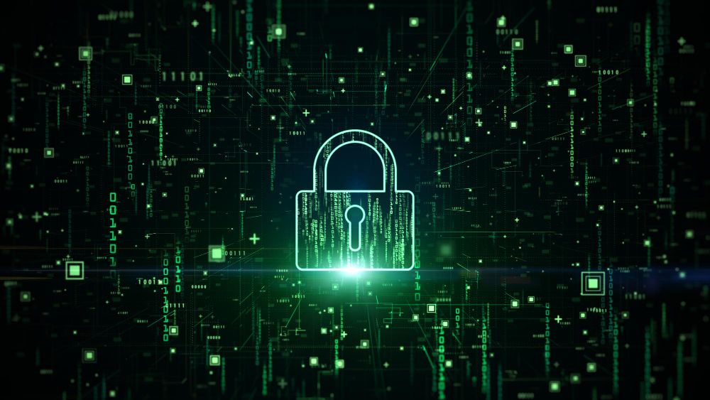 Padlock of Cyber Security Digital Data Digital Data Network Protection